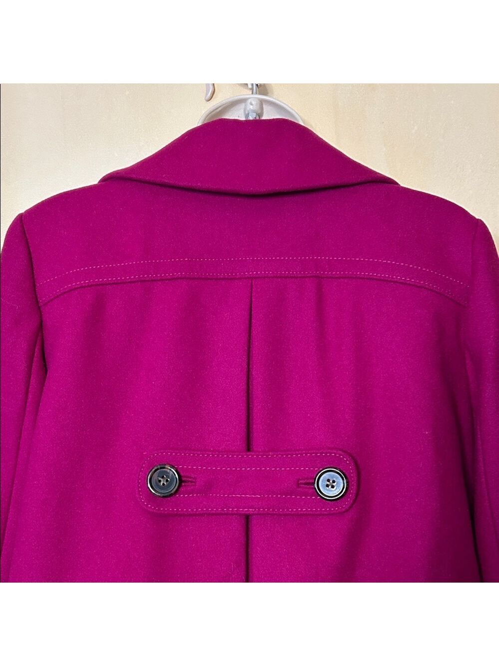 Banana Republic Women's Magenta Double-Breasted Pea Coat size S - Picture 9 of 16